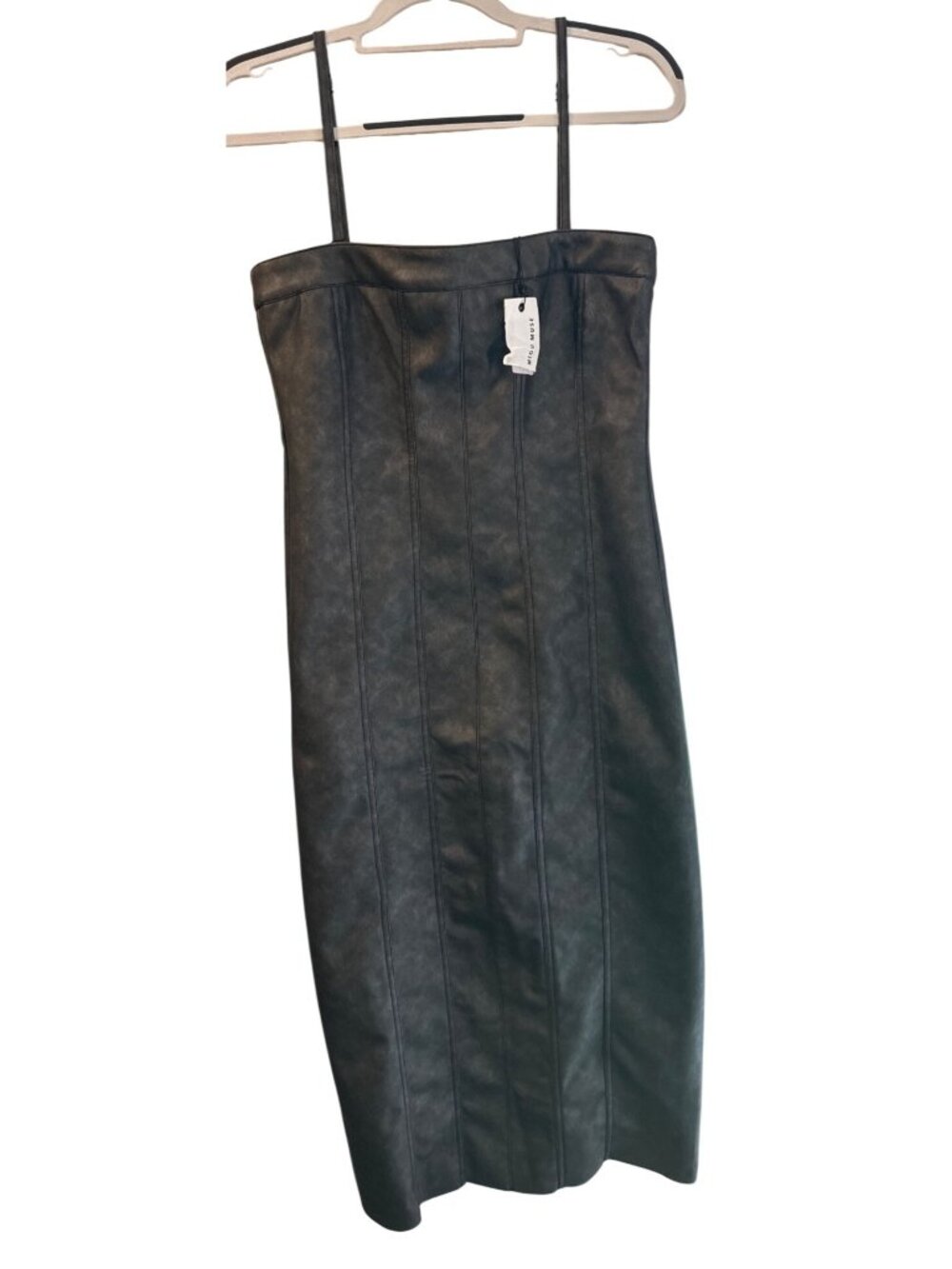 Sleek Miou Muse Holly Midi Faux Leather Dress NWT Medium